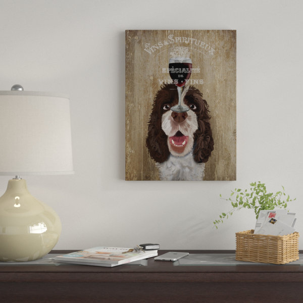 Winston Porter Dog Au Vin, Springer Spaniel by Fab Funky Graphic Art on Canvas Wayfair